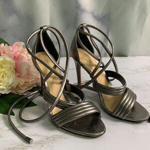 Alexandre Birman Womens Silver Strappy Lace Up Heels Size 36